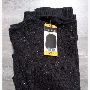 851 WOMENS BLACK 2XL SPECKLED MOCK NECK SWEATER BY WELL WORN